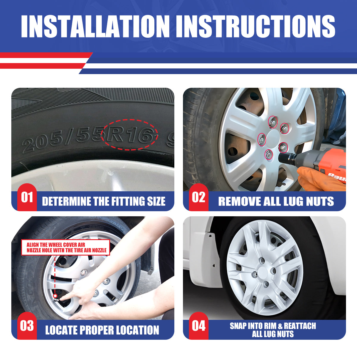 WINJET 16' Hubcaps Wheel Rims Cover for 2007-2012 NISSAN SENTRA - White