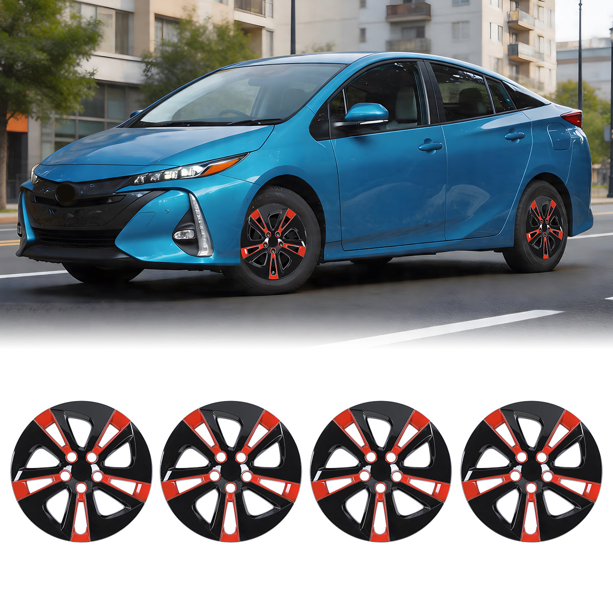 WINJET 15' Hubcaps for 2016-2024 PRIUS & COROLLA HYBRID - Black