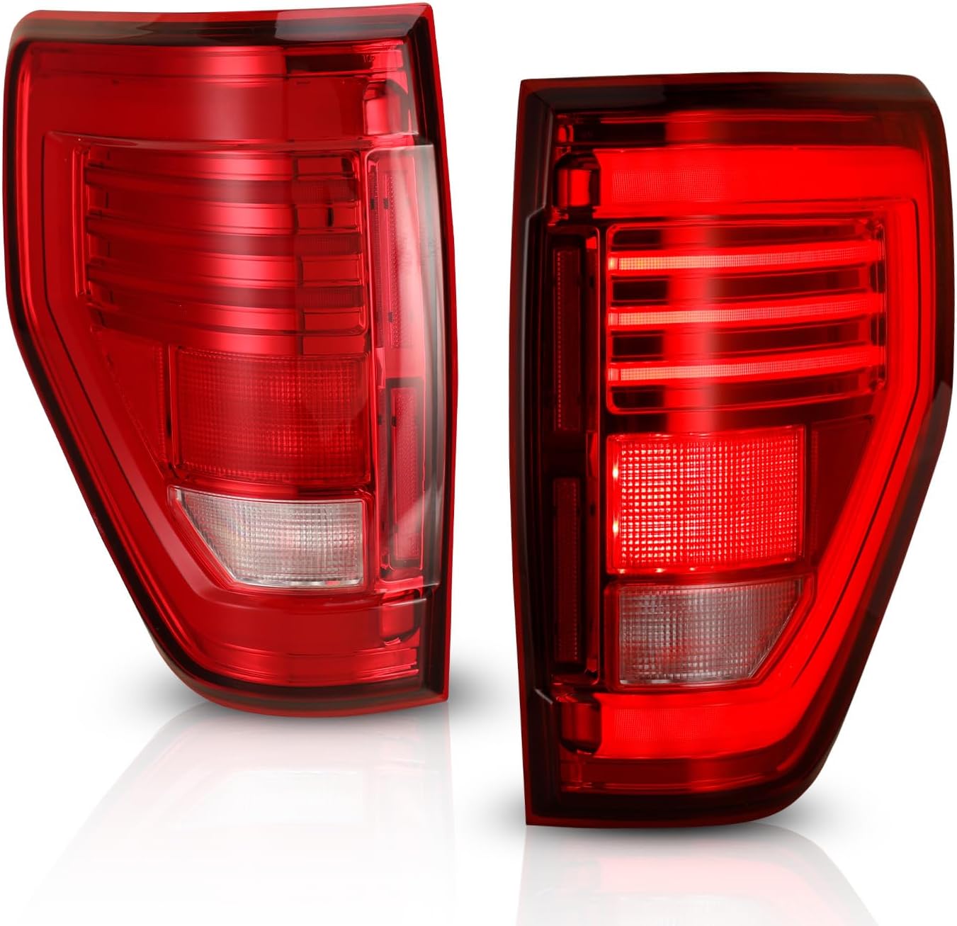 2009-2014 LED Replacement Tail Lights Ford F-150 - Chrome/ Red