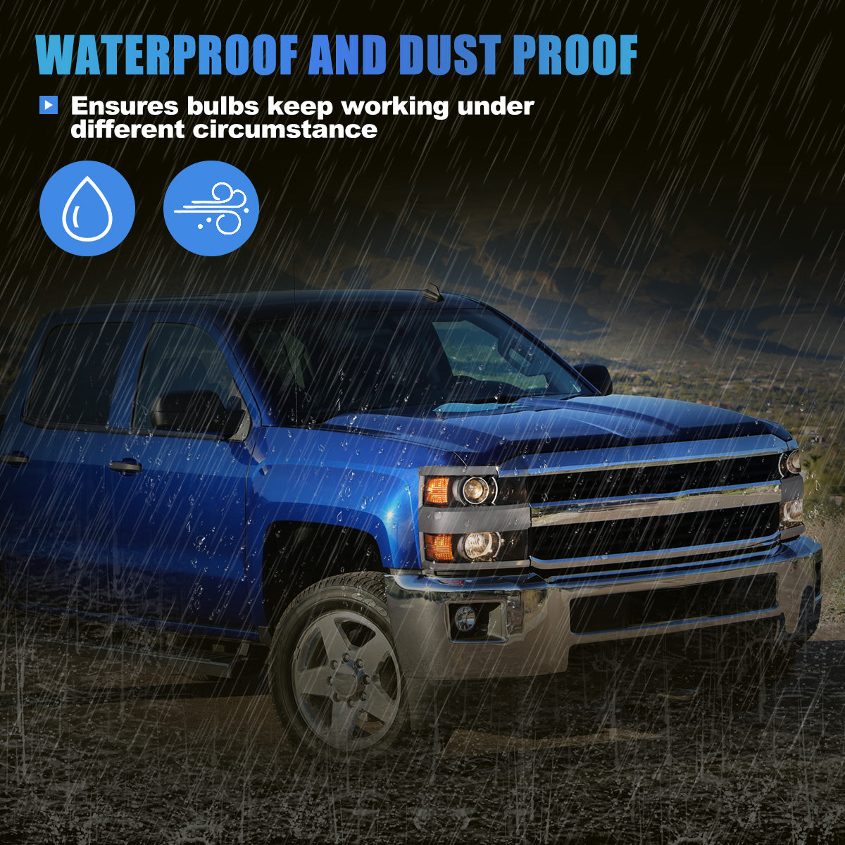 Phares avant pour Chevy Silverado 2015-2019 2500 HD/3500 HD côtés droits 1 pièce boîtier noir brillant chromé/transparent
