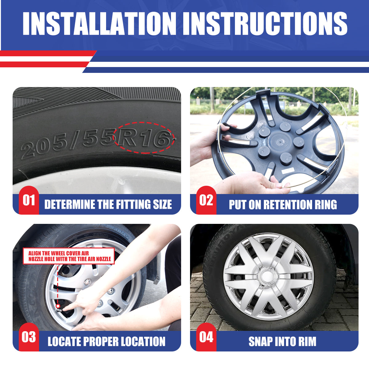 WINJET 16' Hubcaps Wheel Rims Cover for 2004-2010 TOYOTA SIENNA - Chrome