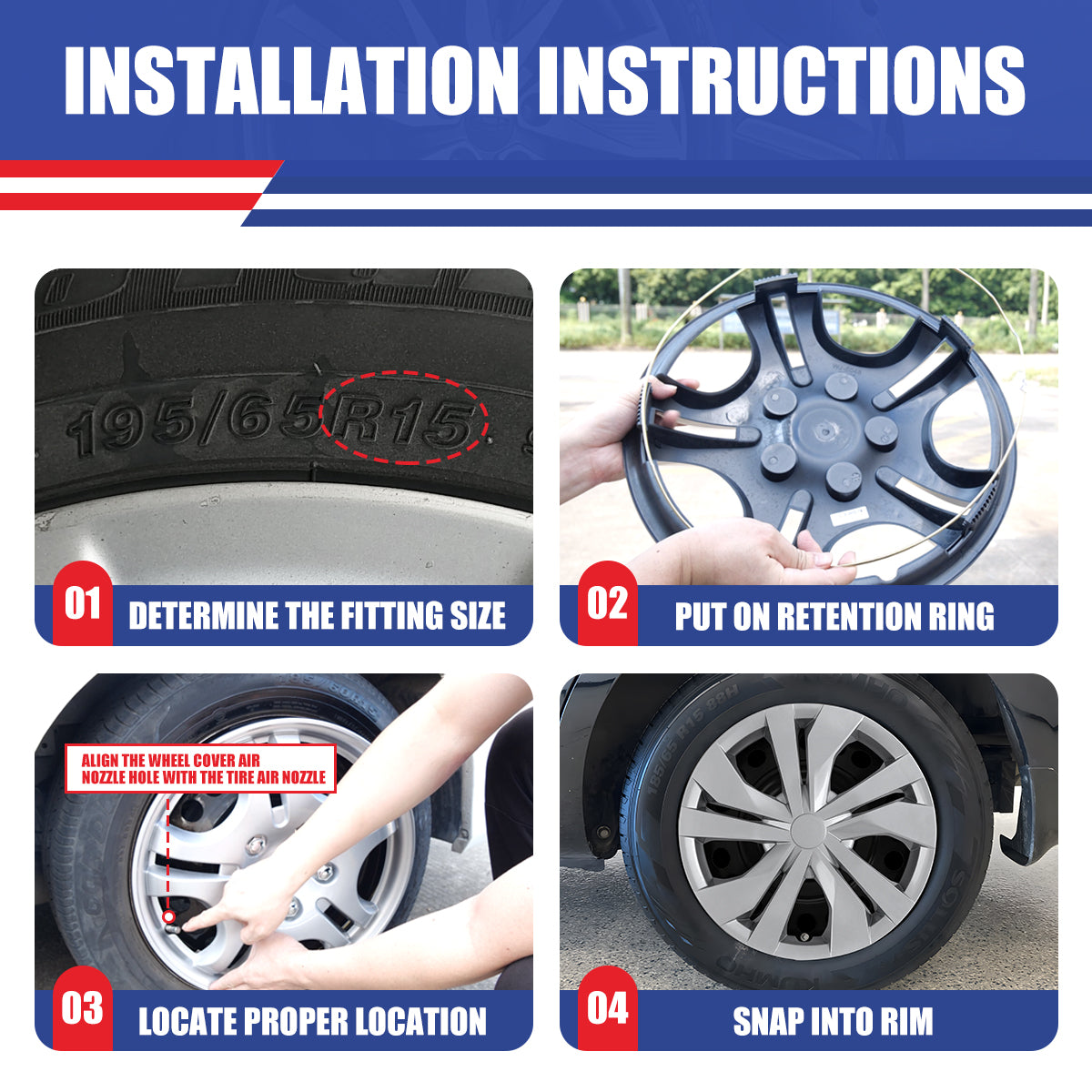 WINJET 15' Hubcaps Wheel Rims Cover for 2007-2025 NISSAN VERSA - Sliver