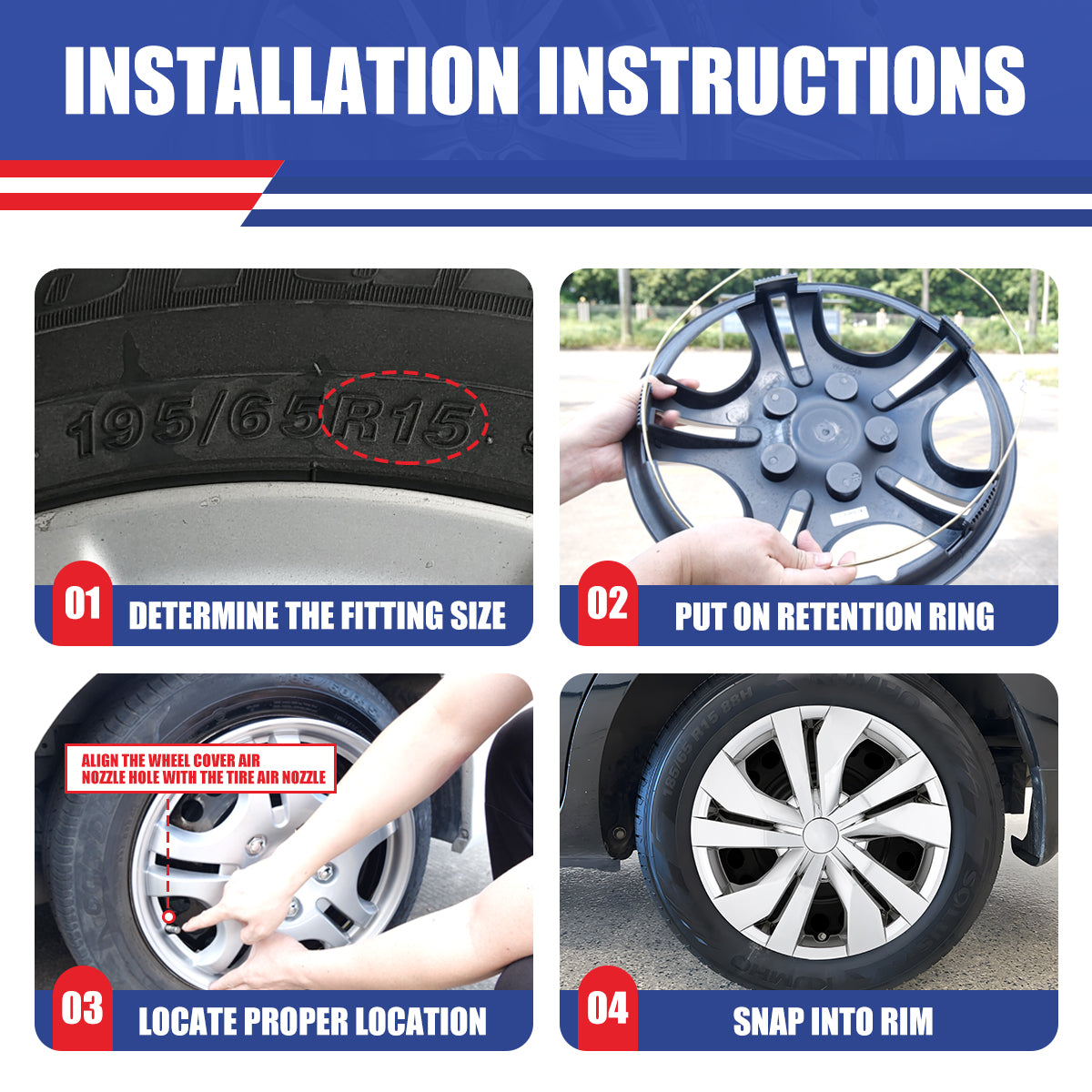 WINJET 15' Hubcaps Wheel Rims Cover for 2007-2025 NISSAN VERSA - Chrome