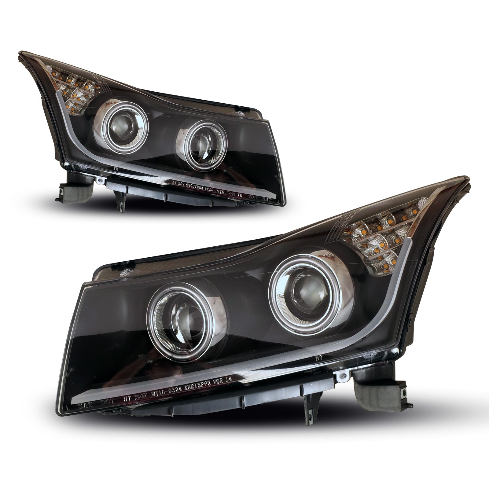 2011-2015 Chevy Cruze Head Lights - Black / Clear – Winjet Automotive