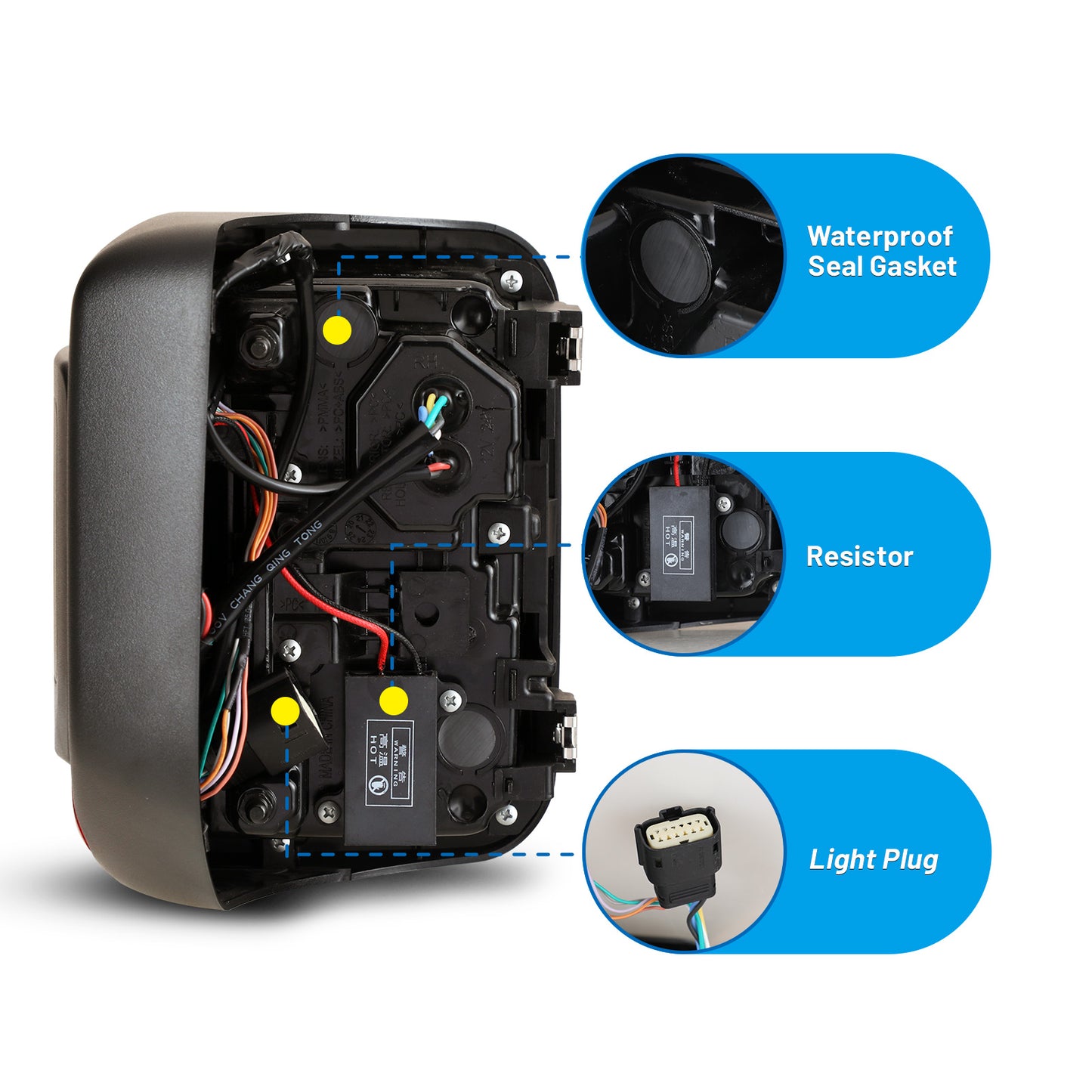 For 2019-2025 Jeep Gladiator JT LED Sequential Tail light - Gloss Black/Clear