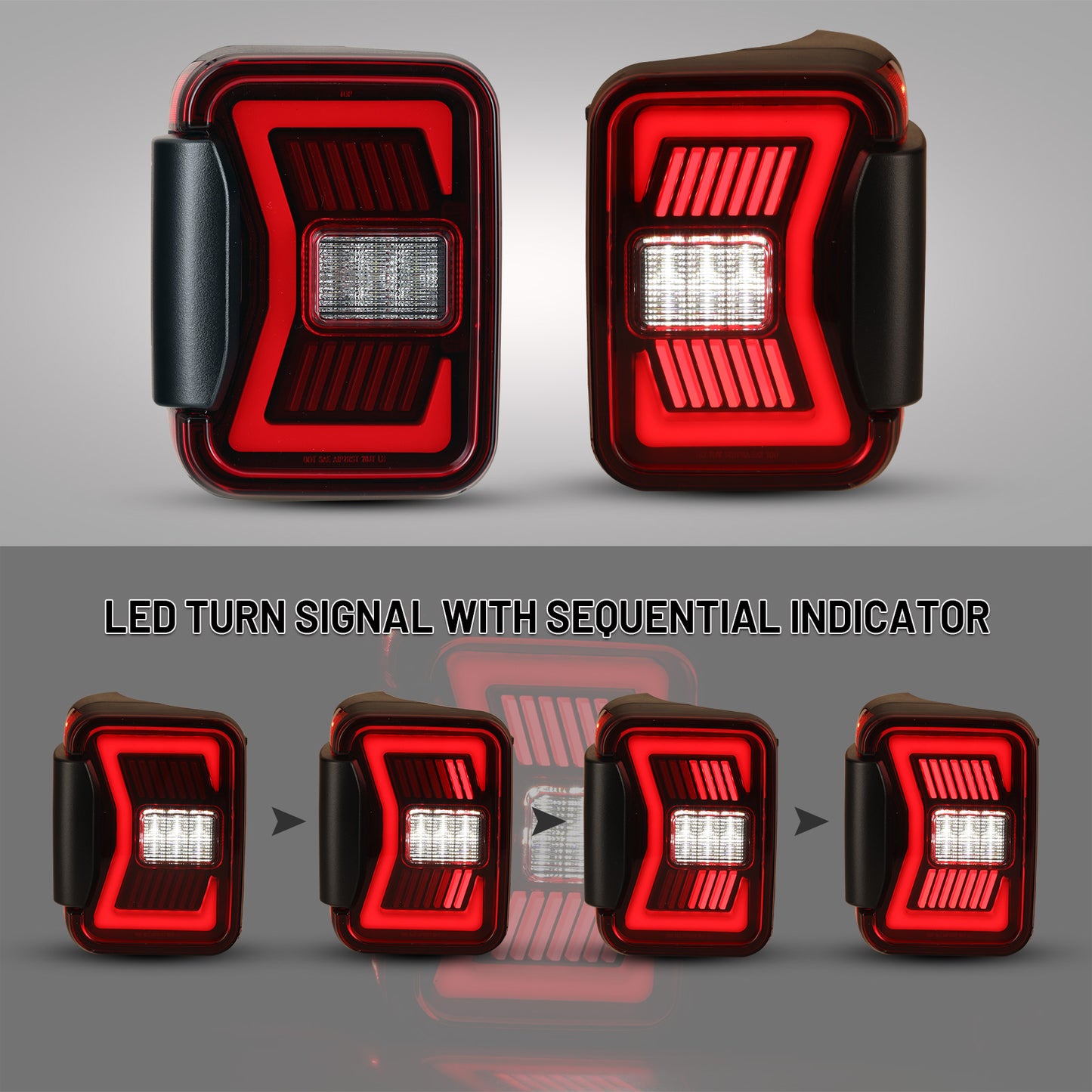 Luz trasera secuencial LED Jeep Gladiator JT 2018-2024 - Negro/Rojo