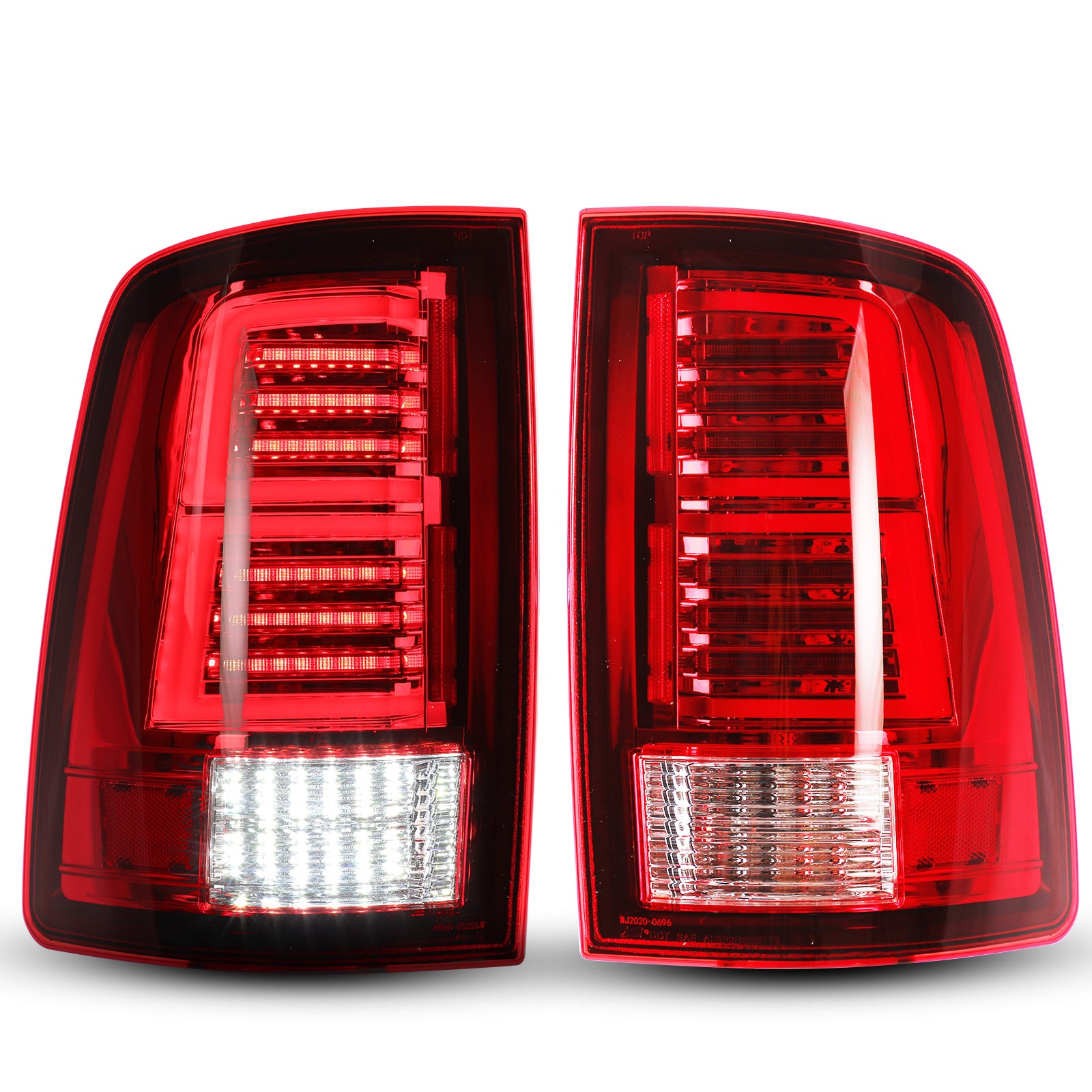 For 2009-2018 Dodge Ram 1500 2500 3500/2019-2023 Dodge Ram 1500 Classic  Tail Lights - Chrome/Red