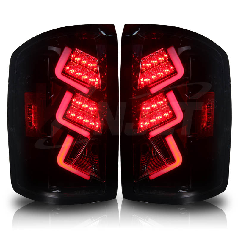For 2014-2018 GMC Sierra 1500 2500HD 3500HD LED Tail Light - Gloss Black / Clear