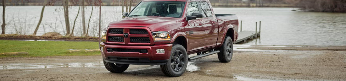 2009–2018 Dodge Ram 1500 with Winjet black housing clear lens headlights installed
