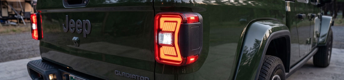 Jeep Gladiator JT LED Sequential Tail Lights - Black Housing Red Lens Replacement