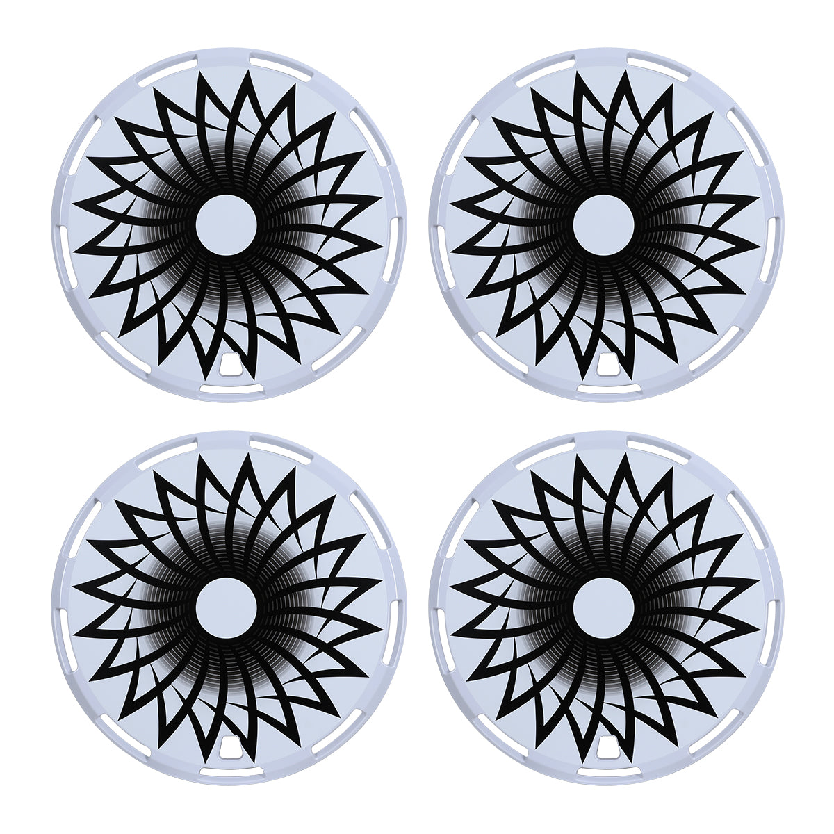 WINJET 15" Universal Wheel Covers Hubcaps - White-Flower Bloom