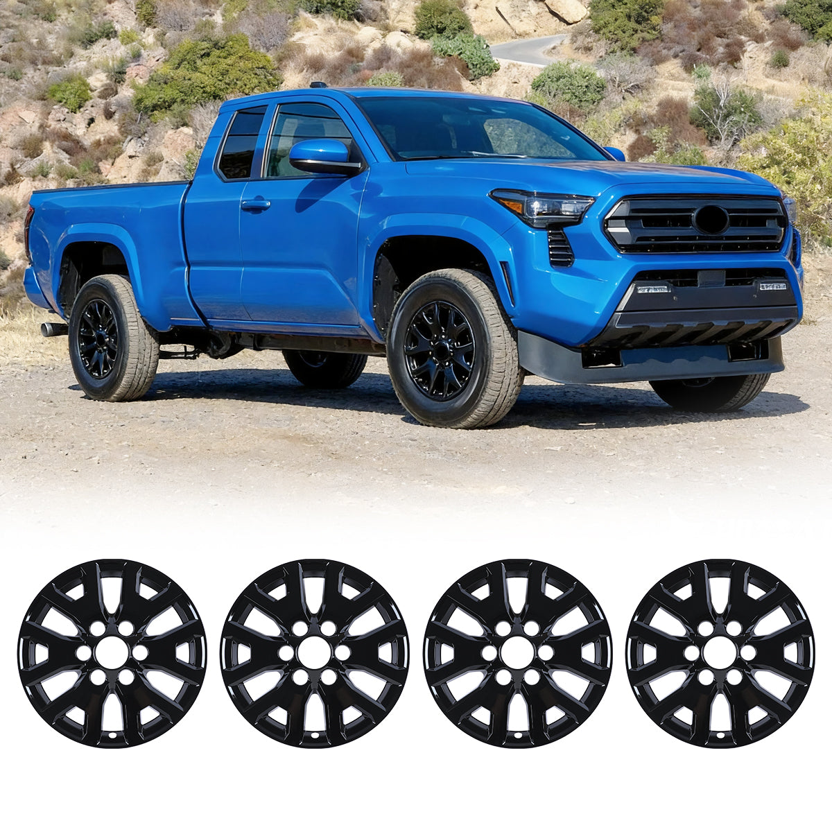 WINJET 17' Alloy Wheel Skin for 2024-2026 Toyota Tacoma - Black Lacquer