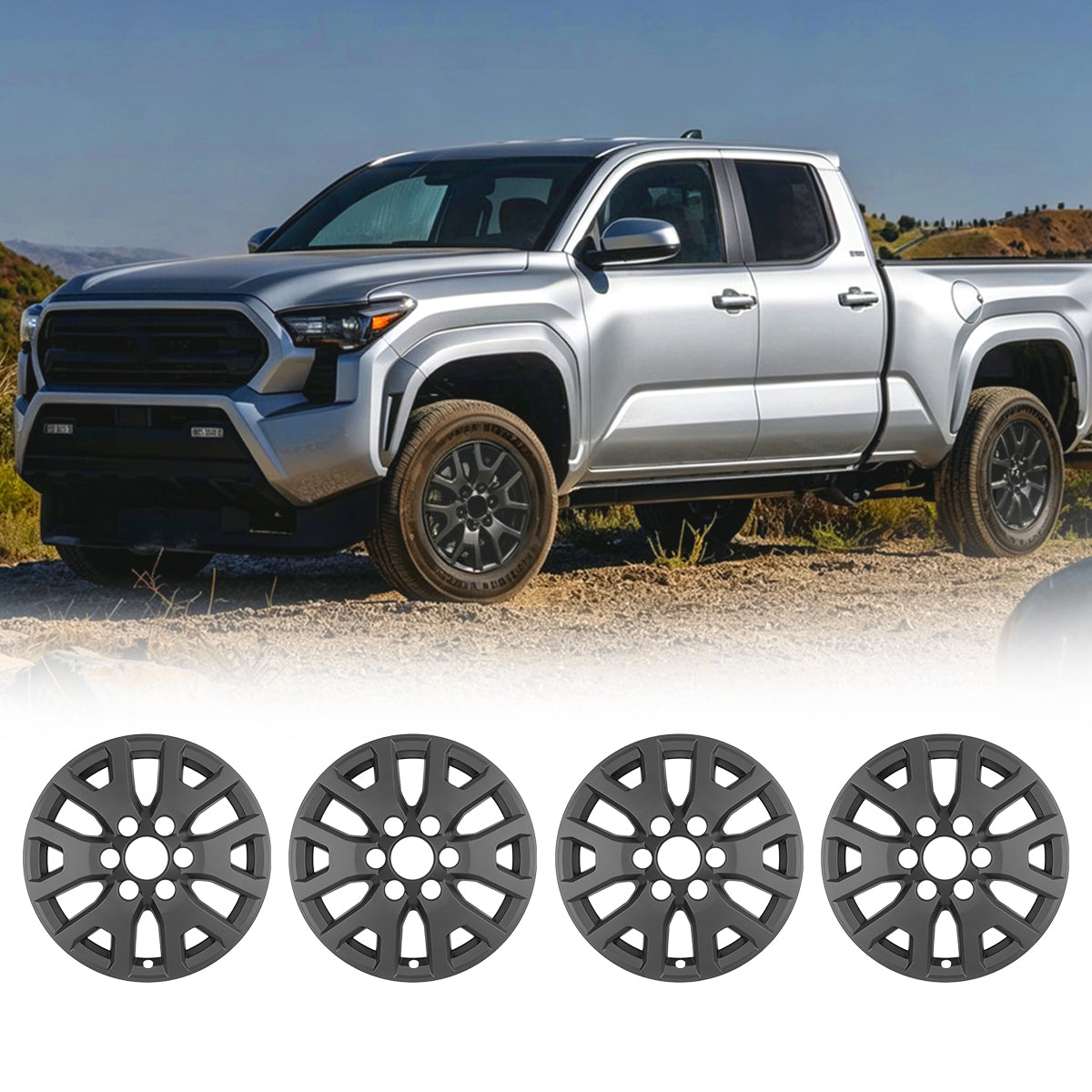 WINJET 17' Alloy Wheel Skin for 2024-2026 Toyota Tacoma - Matte Black