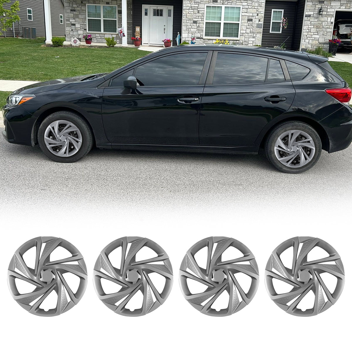 WINJET 16' Hubcaps Wheel Rims Cover for 2017-2023 Subaru Impreza Sedan/Wagon - Lacquer