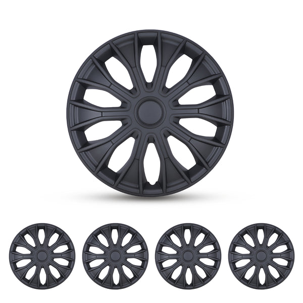 WINJET 14 inch Hubcaps Wheel Covers 5086 Matte Black Winjet Automotive