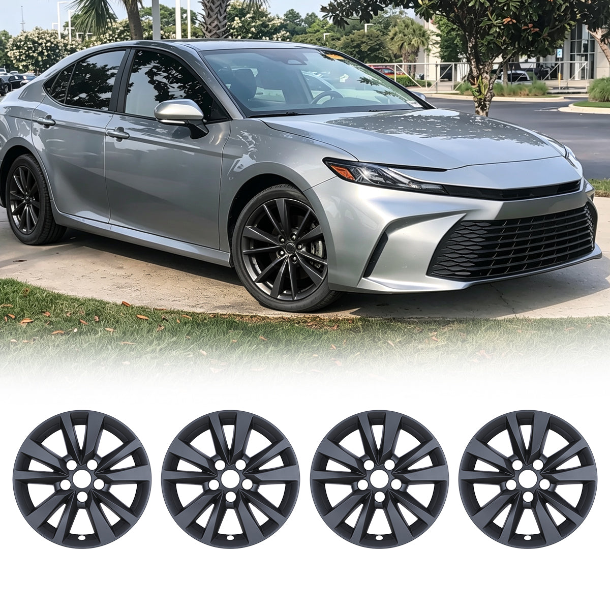 WINJET 16' Alloy Wheel Skin for 2025-2026 Toyota Camry Hybrid LE model - Matte Black
