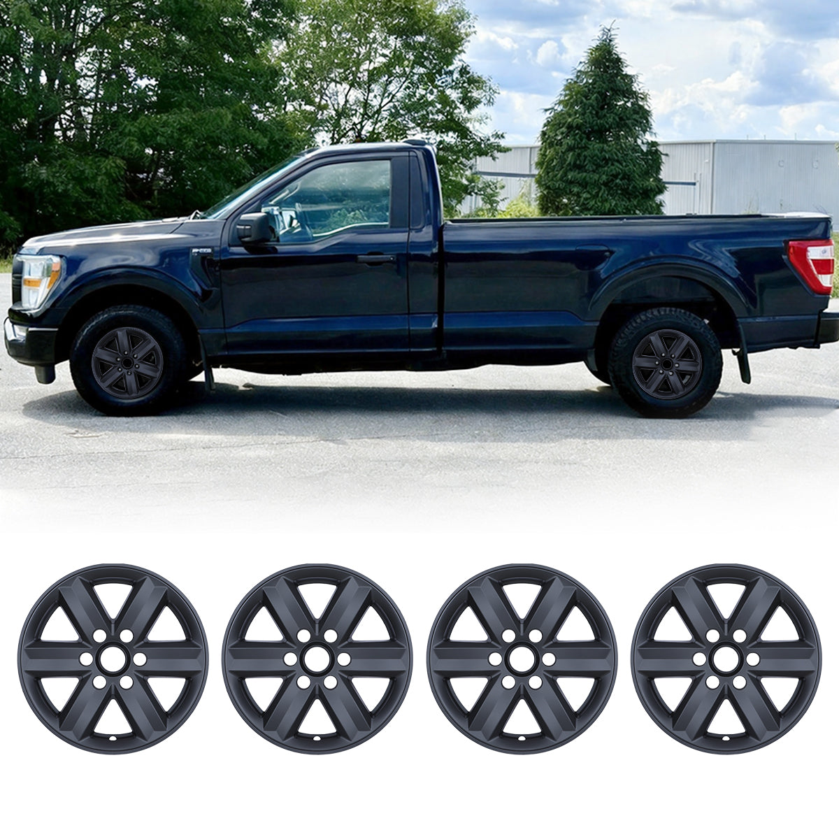 WINJET 17' Alloy Wheel Skin for 2021-2025 Ford F-150 XL XLT model - Matte Black