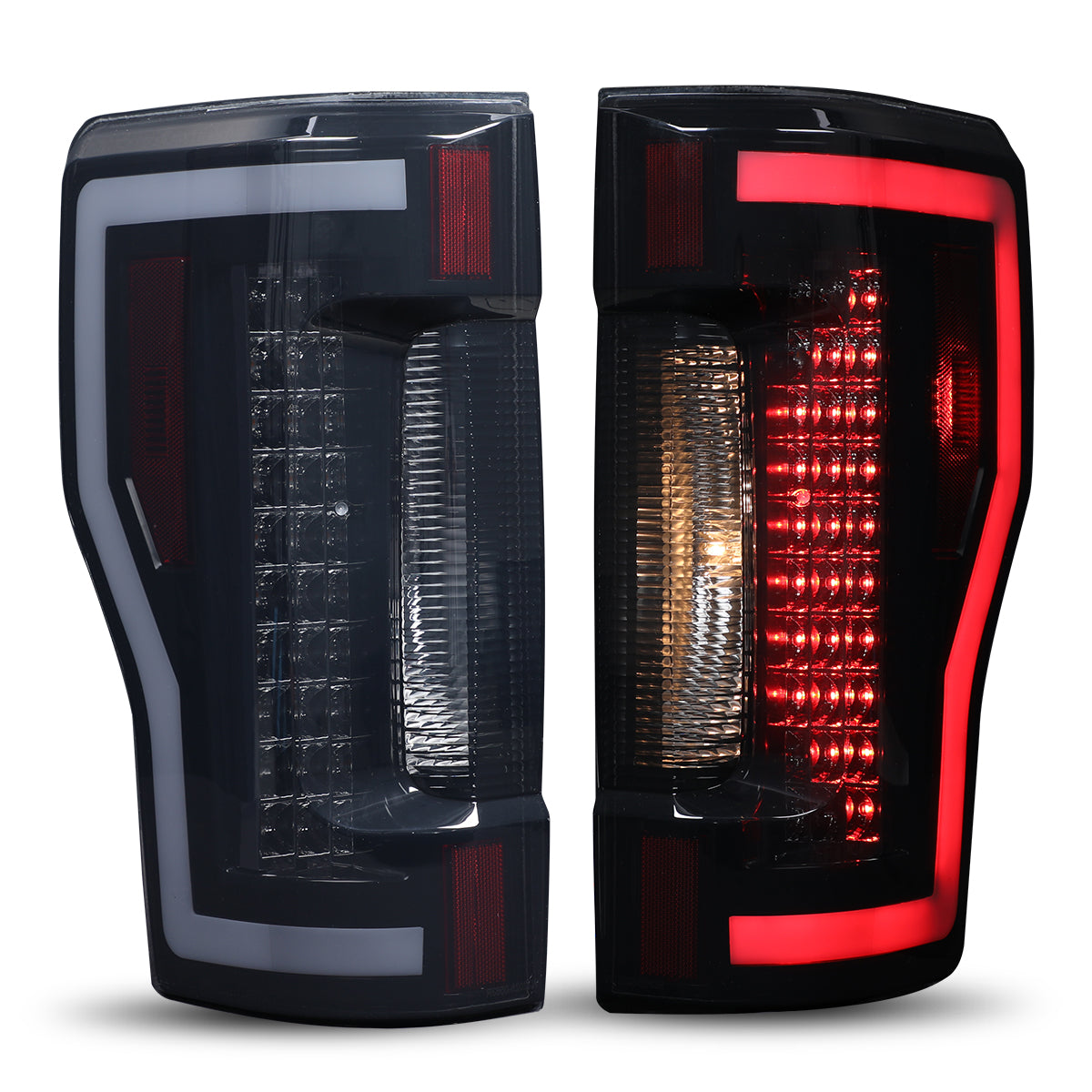 For 2017-2019 Ford F-250 / F-350 / F-450 Super Duty Halogen Type Upgrade LED Sequential Tail light - Black/Smoke