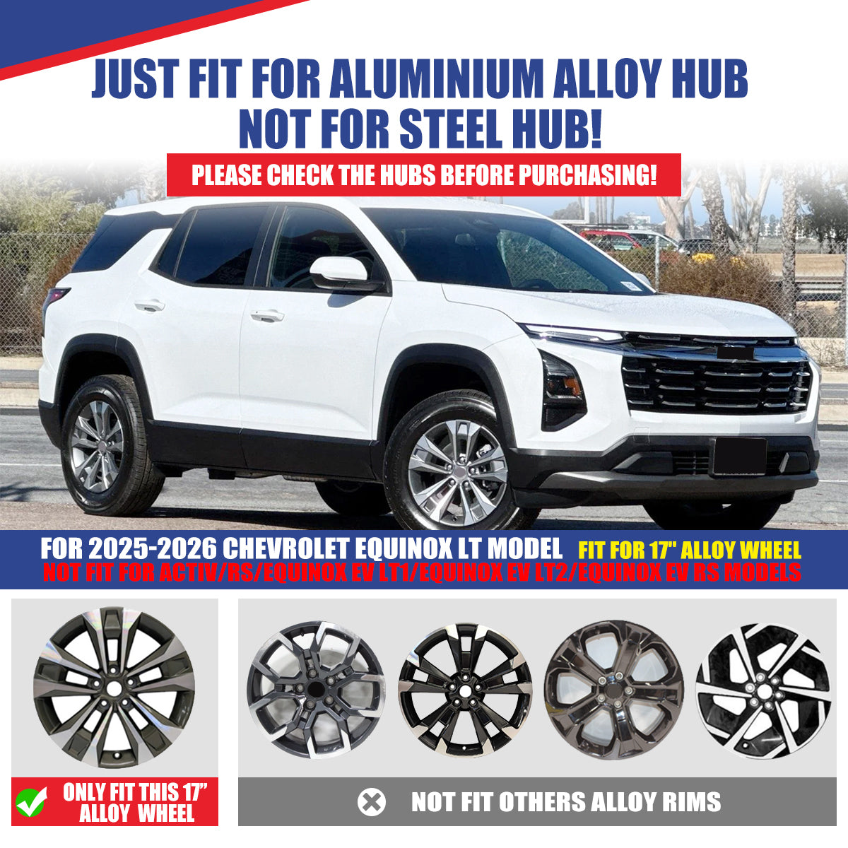 WINJET 17' Alloy Wheel Skin for 2025-2026 Chevrolet Equinox LT model - Black Lacquer