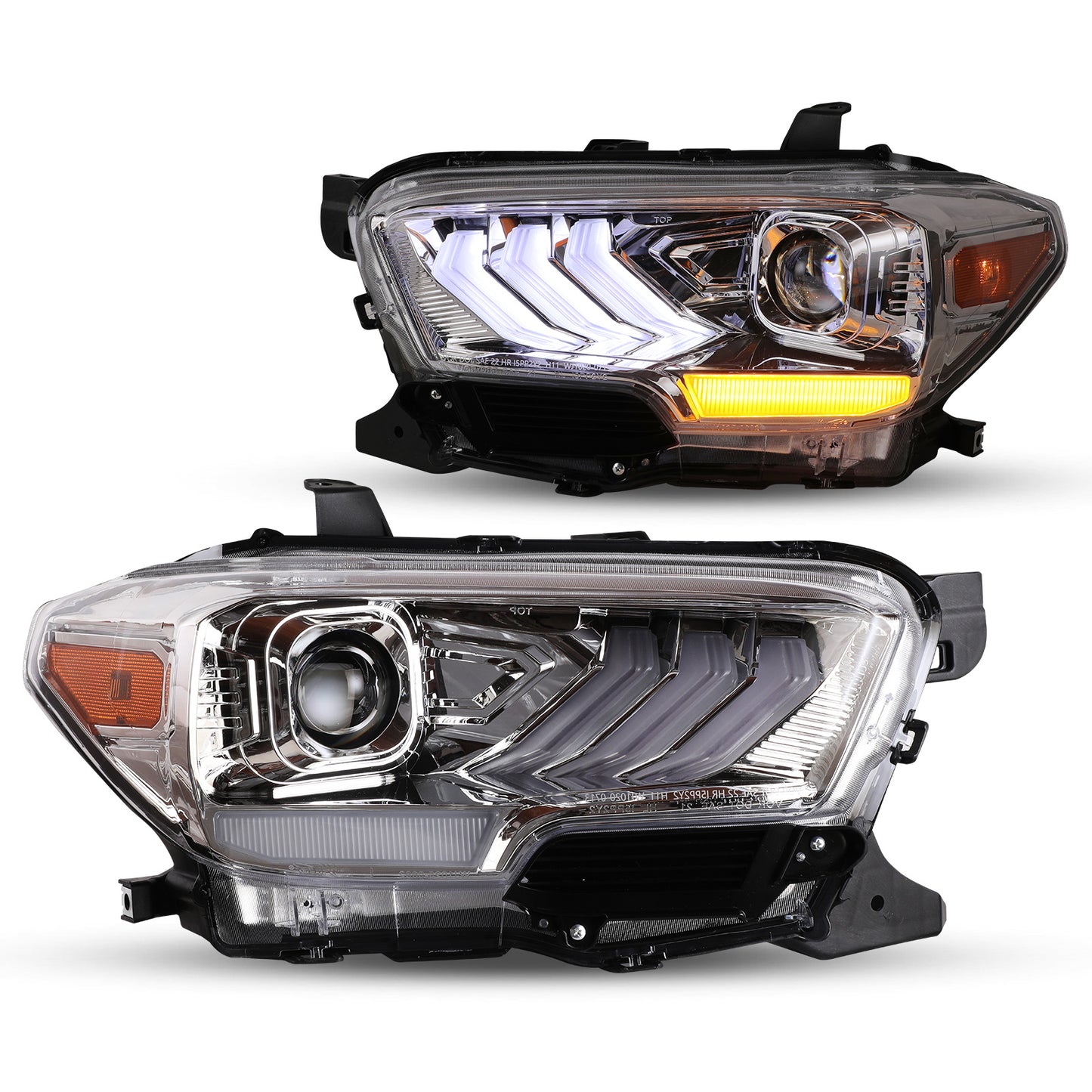 For 2016-2019 Toyota Tacoma/2020-2023 Tacoma SR SR5 TRD Sport DRL Head Lights - Chrome/ Clear