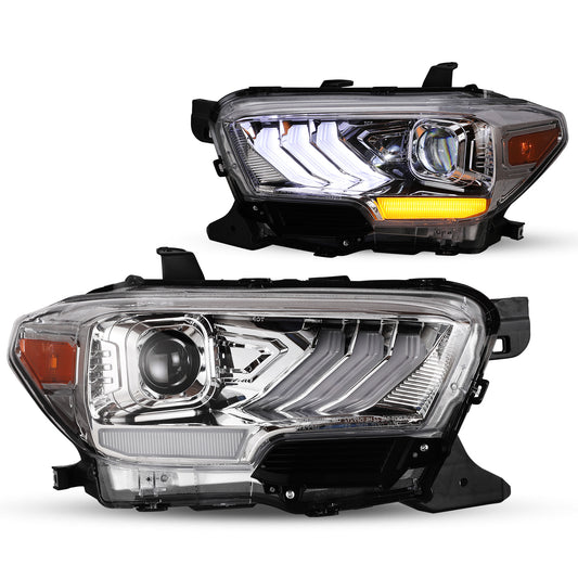 Luces delanteras Toyota Tacoma 2016-2019/Tacoma SR SR5 TRD Sport DRL 2020-2023, cromadas/transparentes