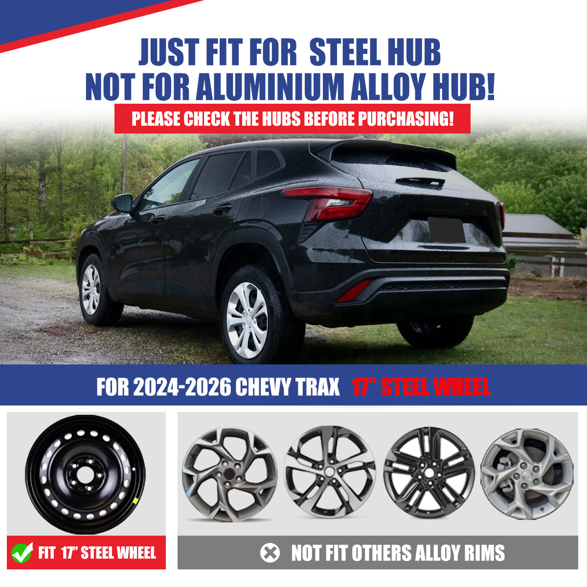 WINJET 17' Hubcaps Wheel Rims Cover for 2024-2026 Chevy Trax - Lacquer