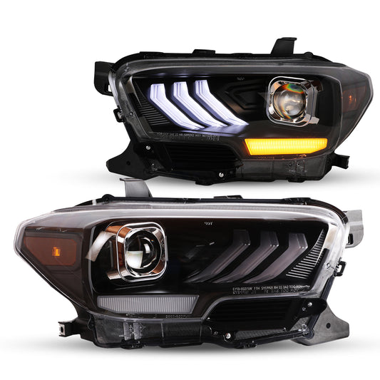 Faros delanteros Toyota Tacoma 2016-2019/Tacoma SR SR5 TRD Sport DRL 2020-2023, negro mate/transparente