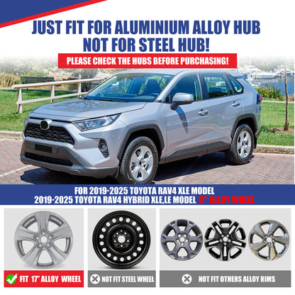 WINJET 17' Hubcaps Wheel Rims Cover for 2019-2026 TOYOTA RAV4 XLE, HYBRID XLE,LE - Black Lacquer