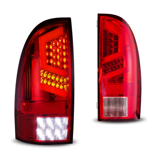 Luces traseras de repuesto para accesorios Toyota Tacoma LED OEM 2005-2015, cromadas/rojas