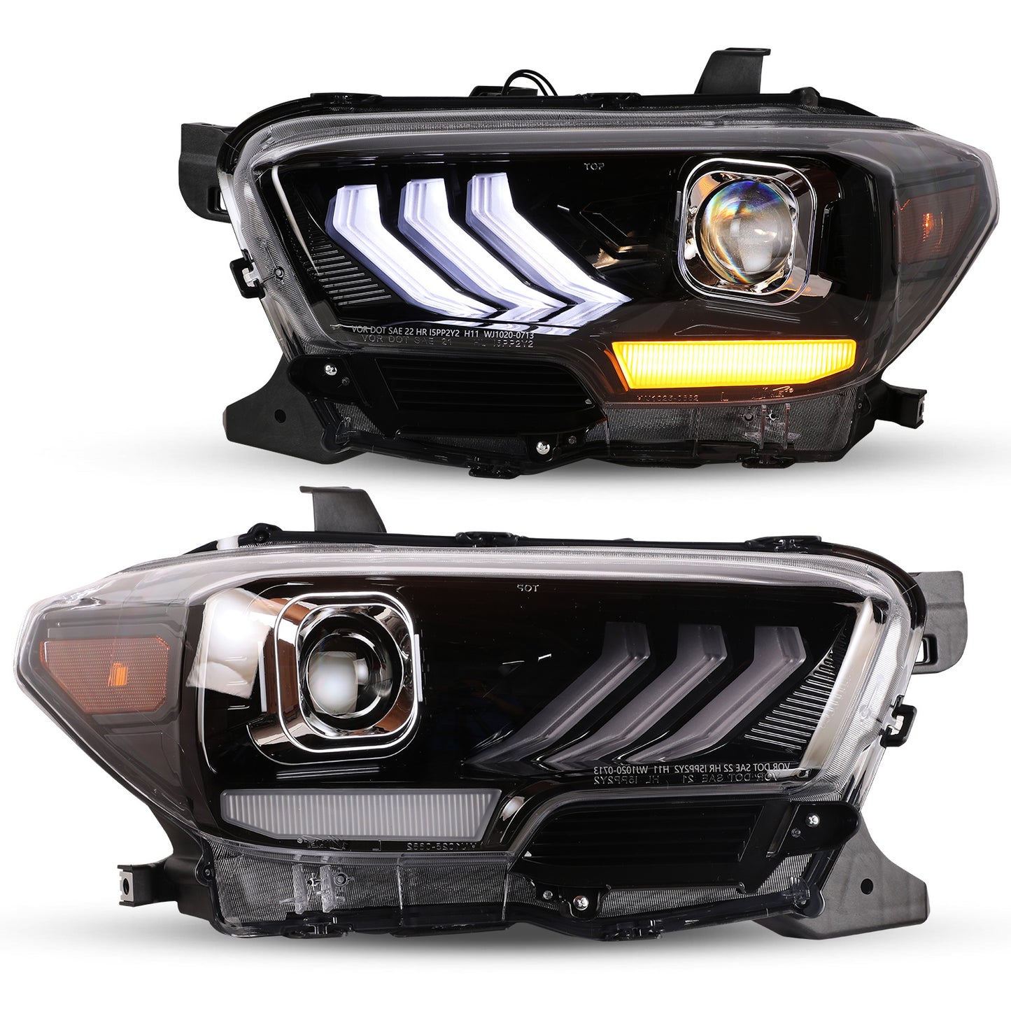 Luces delanteras Toyota Tacoma 2016-2019/Tacoma SR SR5 TRD Sport DRL 2020-2023, negro brillante/transparente