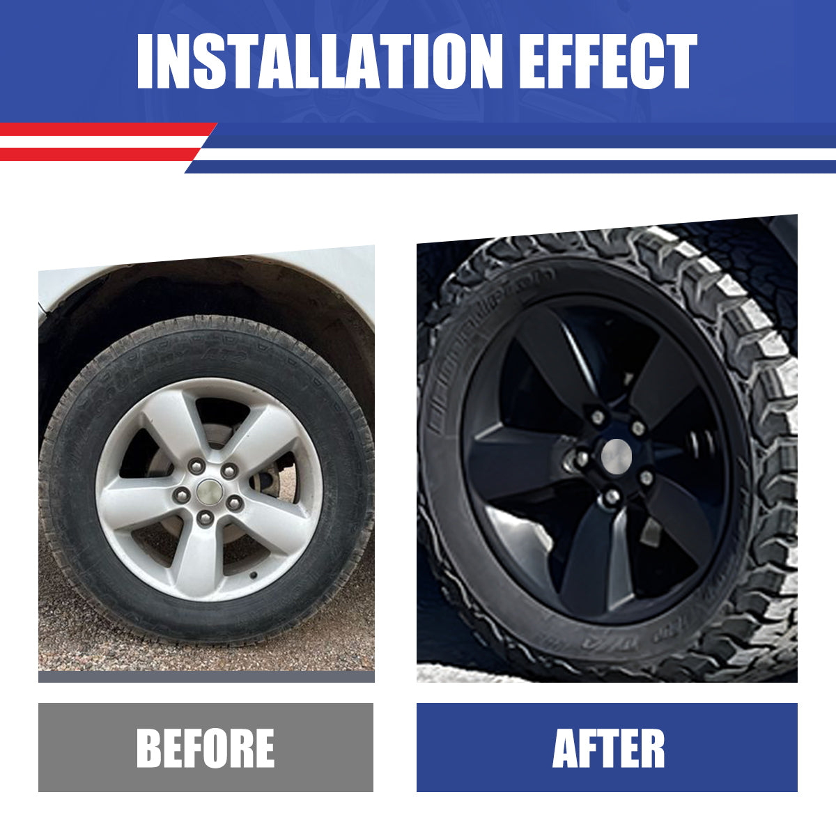 WINJET 20' Hubcaps Wheel Rims Cover for 2013-2018 DODGE RAM 1500/ 2019-2023 DODGE RAM 1500 CLASSIC  - Matte Black