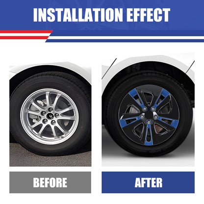 WINJET 15' Hubcaps Wheel Rims Cover for 2016-2022 TOYOTA PRIUS & 2020-2024 TOYOTA COROLLA HYBRID  - Black & Blue