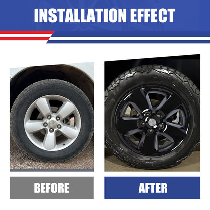 WINJET 20' Hubcaps Wheel Rims Cover for 2013-2018 DODGE RAM 1500/ 2019-2023 DODGE RAM 1500 CLASSIC  - Black Lacquer