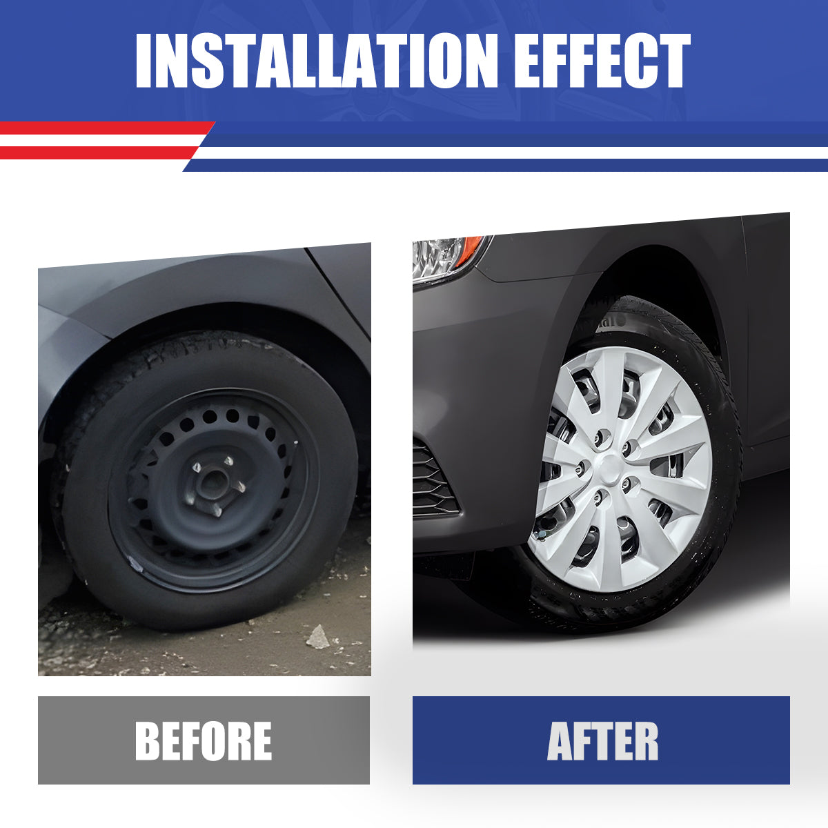 WINJET 16' Hubcaps Wheel Rims Cover for 2013-2019 NISSAN SENTRA & 2011-2017 NISSAN LEAF  - White