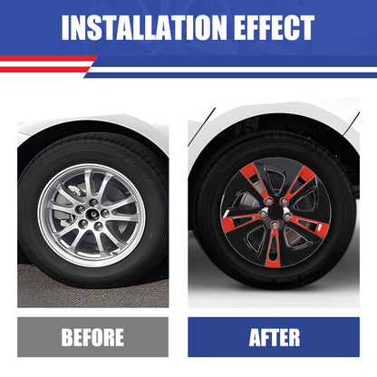 WINJET 15' Hubcaps Wheel Rims Cover for 2016-2022 TOYOTA PRIUS & 2020-2024 TOYOTA COROLLA HYBRID  - Black & Red