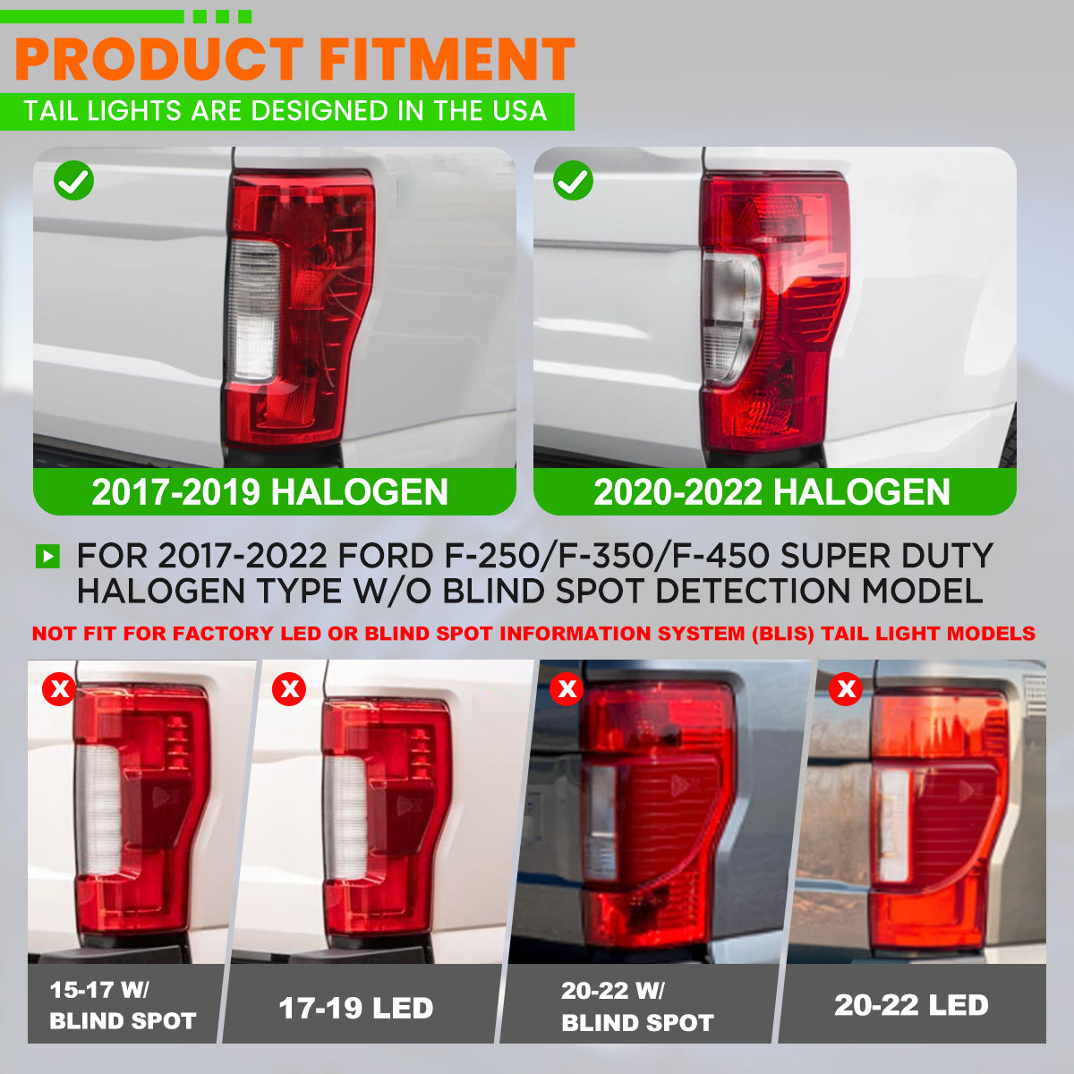 For 2017-2019 Ford F-250 / F-350 / F-450 Super Duty Halogen Type Upgrade LED Sequential Tail light - Black/Smoke