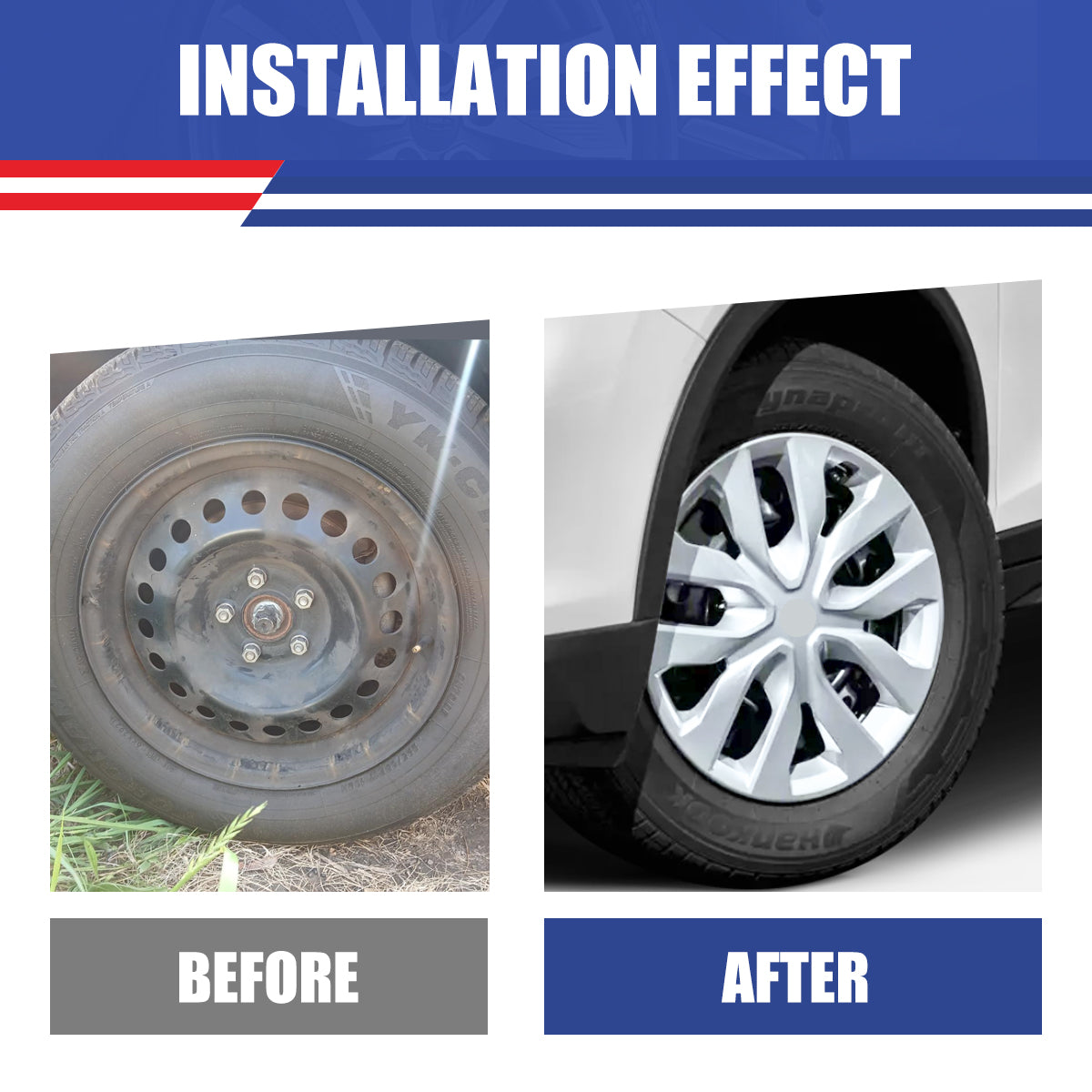 WINJET 17' Hubcaps Wheel Rims Cover for 2014-2020 NISSAN ROGUE  - White