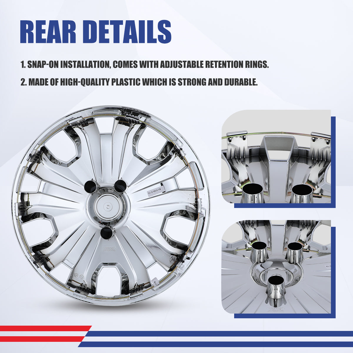 WINJET 16' Hubcaps Wheel Rims Cover for 2014-2023 Ford Transit Connect  - Chrome