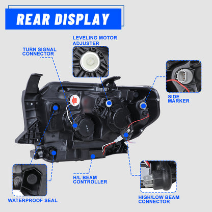 For 2014-2021 Toyota Tundra Full LED Projector Headlights - Matte Black / Clear