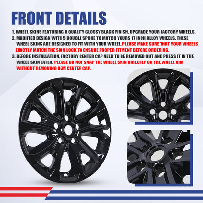 WINJET 17' Hubcaps Wheel Rims Cover for 2018-2021 CHEVROLET EQUINOX - Black Lacquer