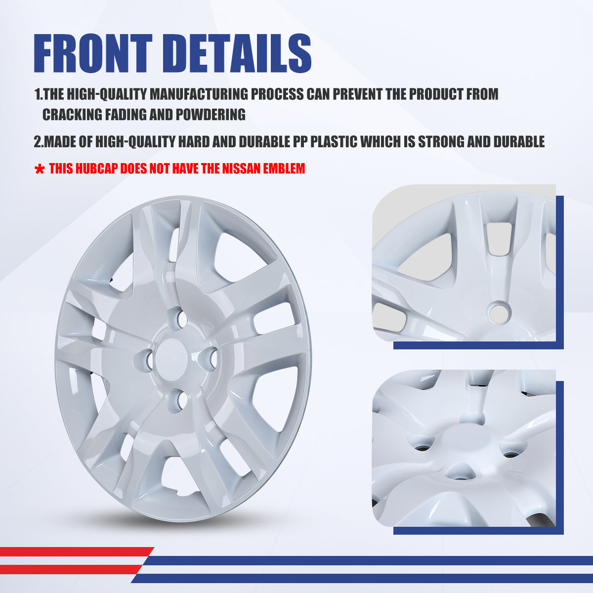 WINJET 16' Hubcaps Wheel Rims Cover for 2007-2012 NISSAN SENTRA  - White