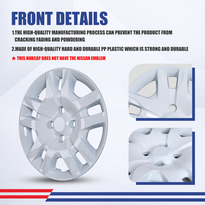 WINJET 16' Hubcaps Wheel Rims Cover for 2007-2012 NISSAN SENTRA  - White