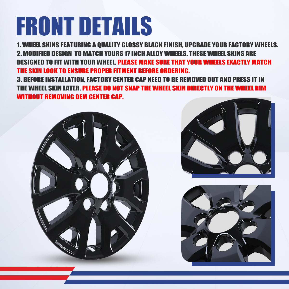 WINJET 17' Alloy Wheel Skin for 2024-2026 Toyota Tacoma - Black Lacquer