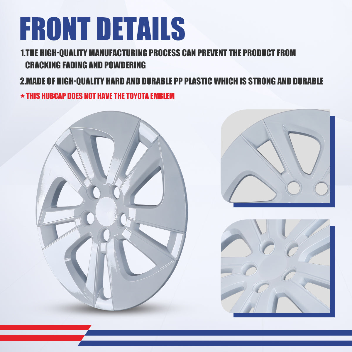 WINJET 15' Hubcaps Wheel Rims Cover for 2016-2022 TOYOTA PRIUS & 2020-2024 TOYOTA COROLLA HYBRID  - White
