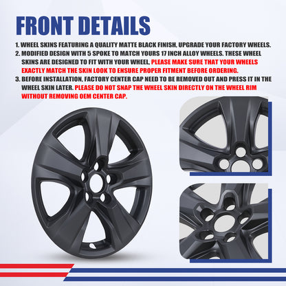 WINJET 17' Hubcaps Wheel Rims Cover for 2019-2026 TOYOTA RAV4 XLE, HYBRID XLE,LE - Matte Black