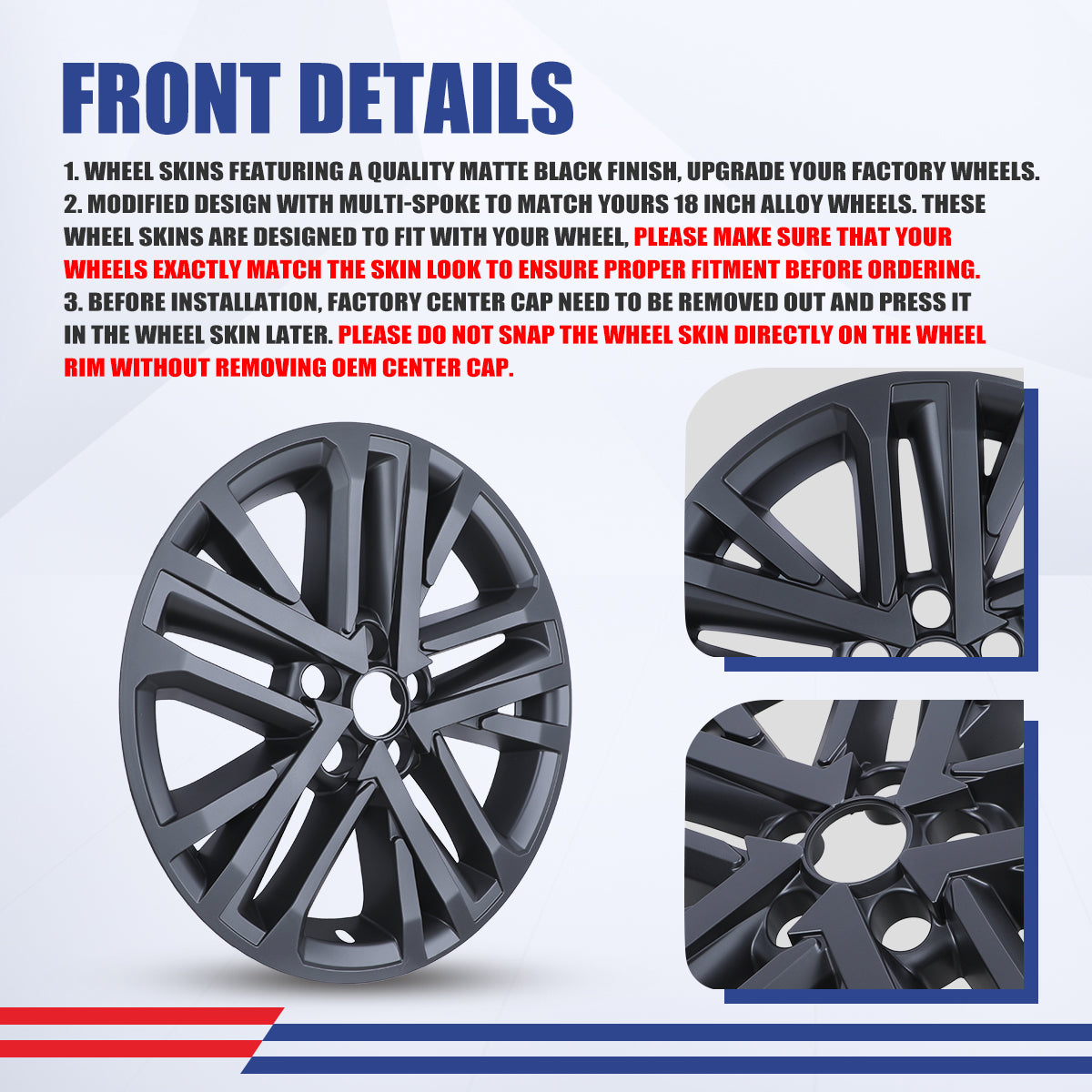 WINJET 18' Alloy Wheel Skin for 2025-2026 Toyota Camry Hybrid SE/ XLE model - Matte Black