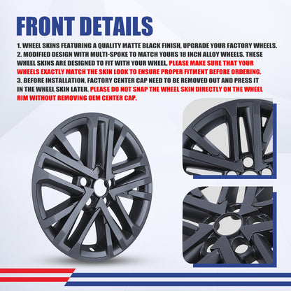 WINJET 18' Alloy Wheel Skin for 2025-2026 Toyota Camry Hybrid SE/ XLE model - Matte Black