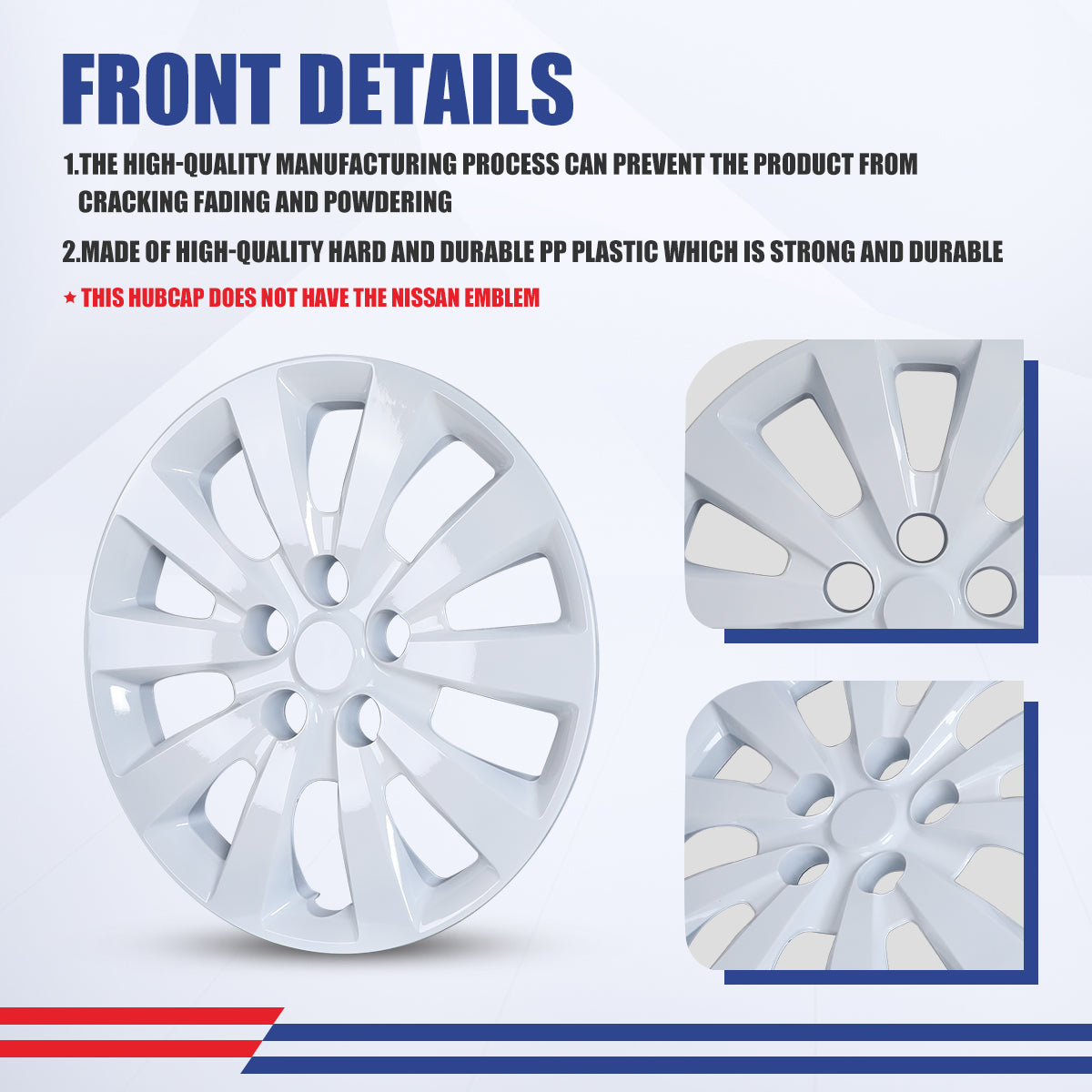WINJET 16' Hubcaps Wheel Rims Cover for 2013-2019 NISSAN SENTRA & 2011-2017 NISSAN LEAF  - White