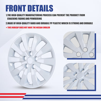 WINJET 16' Hubcaps Wheel Rims Cover for 2013-2019 NISSAN SENTRA & 2011-2017 NISSAN LEAF  - White