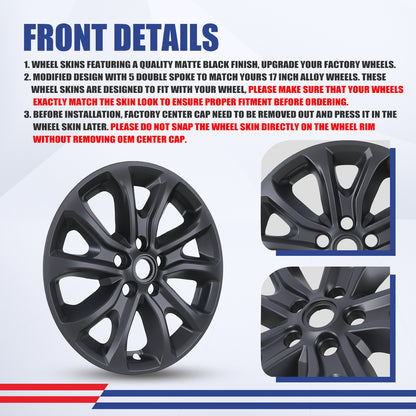 WINJET 17' Hubcaps Wheel Rims Cover for 2018-2021 CHEVROLET EQUINOX - Matte Black